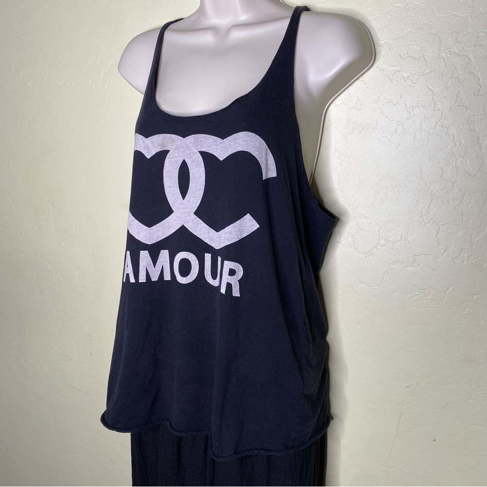 Forever 21 Black and White Amour Heart Print Tank Top Size S Small - Picture 2 of 6